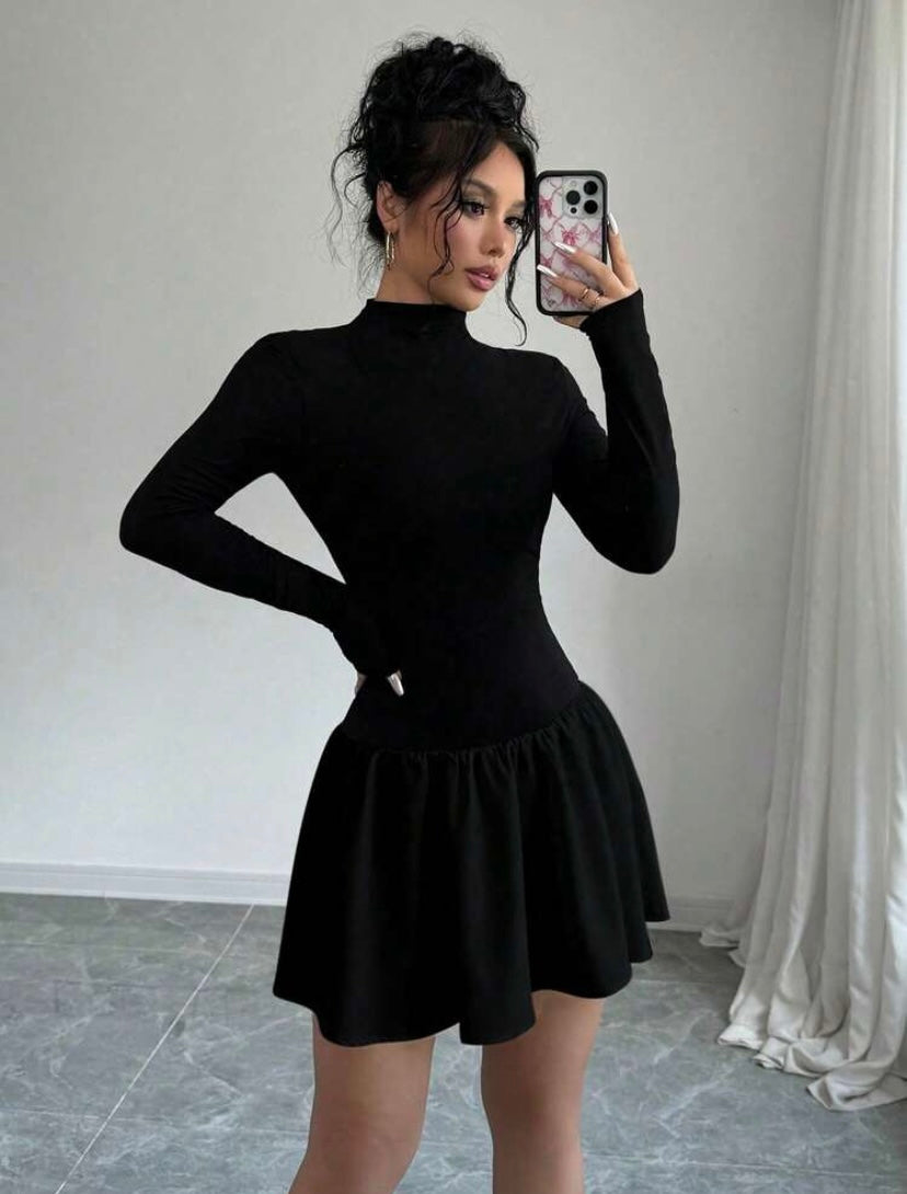 Long Sleeve Ruffle Mini Dress