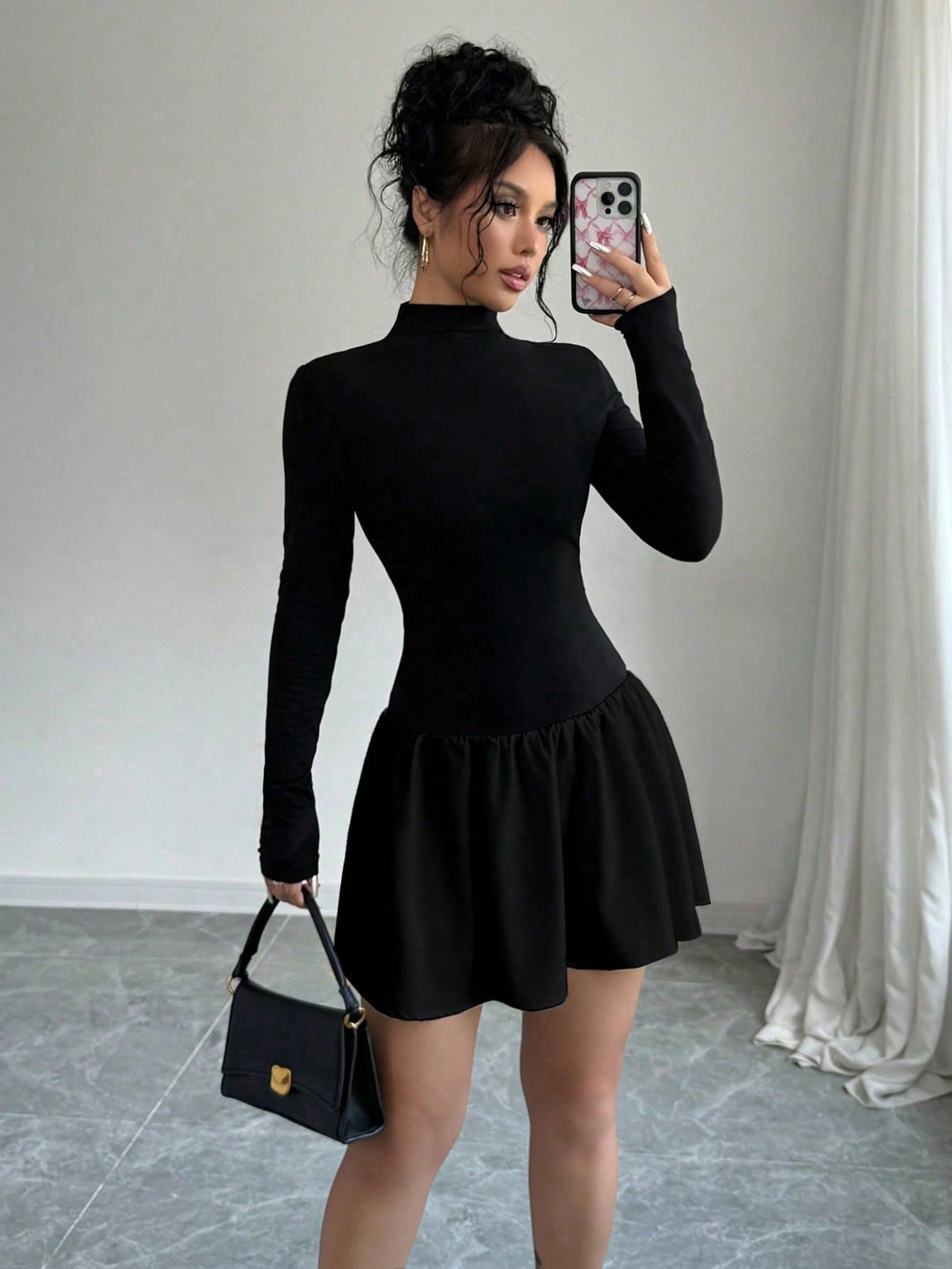 Long Sleeve Ruffle Mini Dress