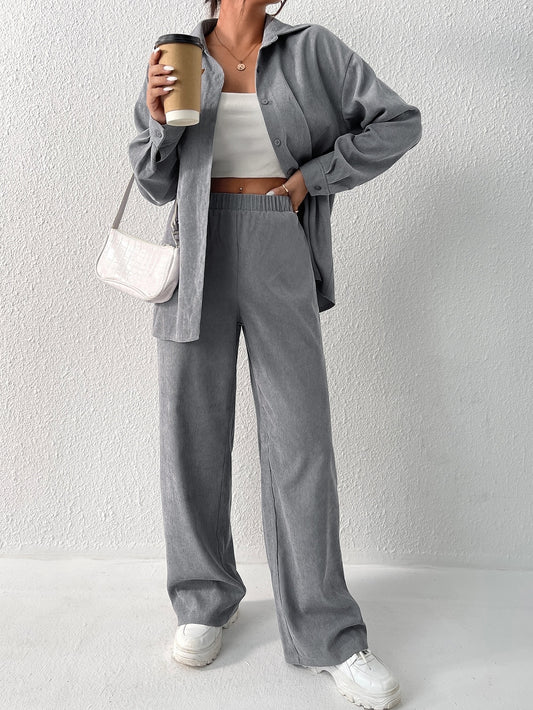 Corduroy Shirt & Pants Set