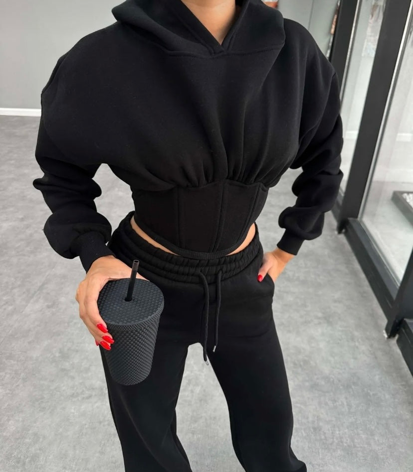 Long Sleeve Corset & Sweatpants Set